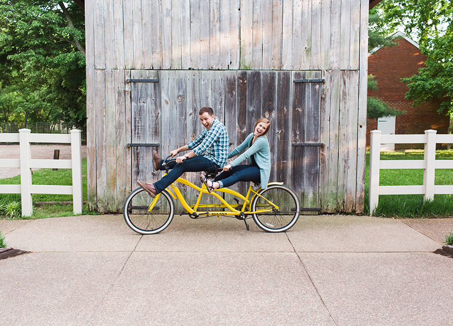 silly tandem bike pose